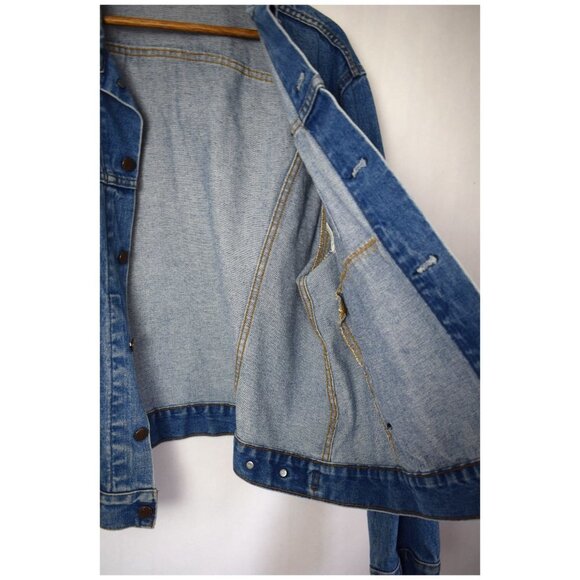 Vintage Rugged Wear Blue Denim Button Down Trucker Jacket Size XL - Picture 12 of 16